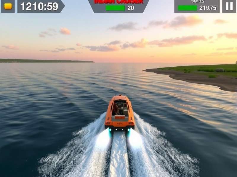 Coastal Cruiser gameplay screenshot showing racing along Indian coastline